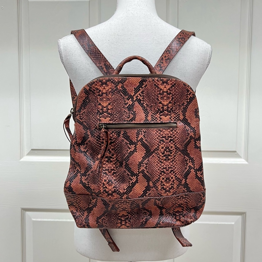 ABLE Meron Backpack in a Saddle Snake Print
